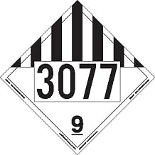 Labelmaster ZEZ19-77 UN3077 Miscellaneous Dangerous Goods Hazmat Placard, E-Z Removable Vinyl (Pack of 25)