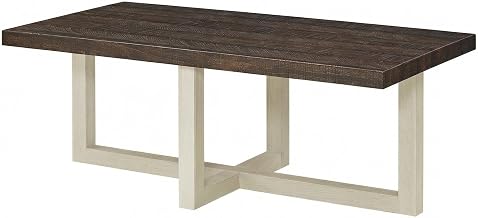 Furnifact Walnut and White Contemporary Coffee Table with Multi-Color Design, Single Piece, Durable Construction, Stylish Accent for Living Room