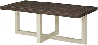 Furnifact Walnut and White Contemporary Coffee Table with Multi-Color Design, Single Piece, Durable Construction, Stylish Accent for Living Room