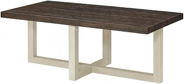 Furnifact Walnut and White Contemporary Coffee Table with Multi-Color Design, Single Piece, Durable Construction, Stylish Accent for Living Room