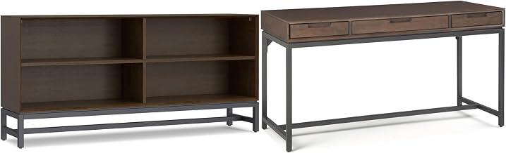 SIMPLIHOME Banting 2-Piece Home Office Set – 60" Solid Wood Desk
