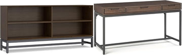 SIMPLIHOME Banting 2-Piece Home Office Set – 60" Solid Wood Desk