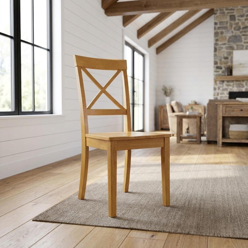 Dining Chair with High Back by Furnifact – Wood, Oak, Pack of 2