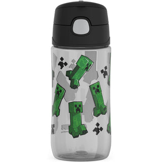 FUNTAINER 16oz Plastic Bottle with Spout Lid by THERMOS – 16 Ounces, Plastic, Minecraft, Model GP4042MI6