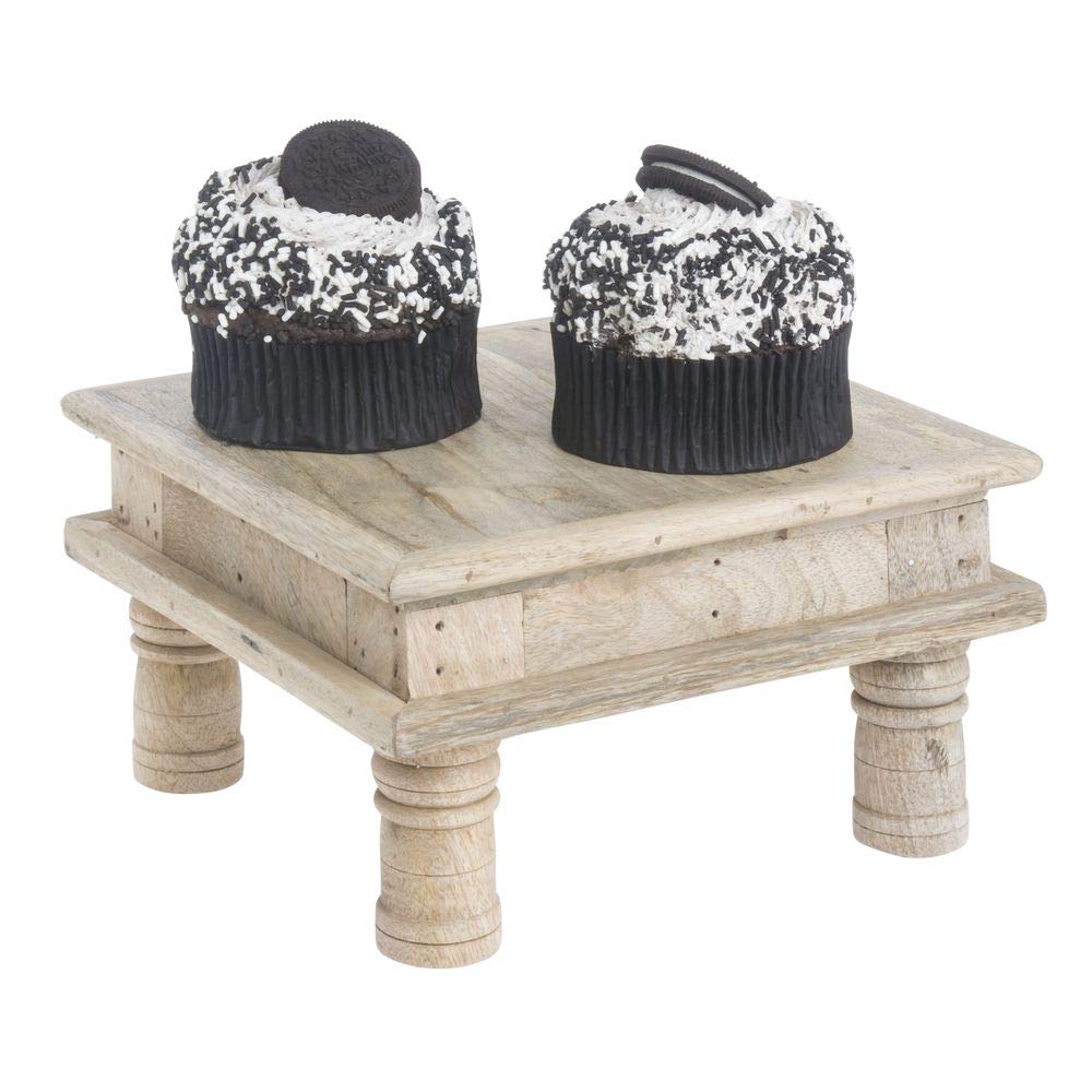 Buffet Riser Square Mango Wood Table Riser - 8 2/3" L x 8 2/3" W x 5" H by HUBERT – 8.7" x 8.7" x 5", Wood, Natural, Model 1111