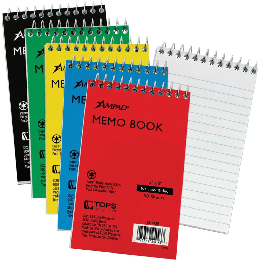 Memo Book by Ampad – White, Pack of 5, Model 25093BD