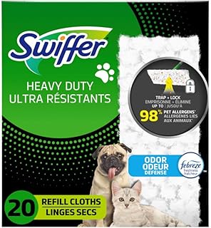 Swiffer 20 Pack Multi-Surface Pet Dry Cloth Refills for Sweeping and Cleaning Floor, Febreze Fresh