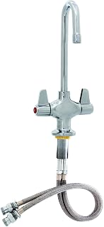 T&S Brass 5F-2SLX03 5F-2Slx03, Faucet, Deck Mount, Single Hole Base, 18-Inch Flexible Inlets, 3-Inch Rigid Gooseneck