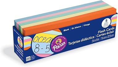 PACON Cards,Flash,Blank,3X9,250PK