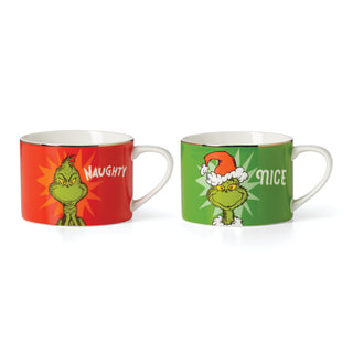 Merry Grinchmas Naughty & Nice Mugs by Lenox – 24 Ounces, Porcelain, Green, Model 894171