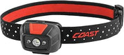 Coast® FL19 365 Lumen Dual Color (White & Red) LED Headlamp, Batteries & Hard Hat Clips Included, Black