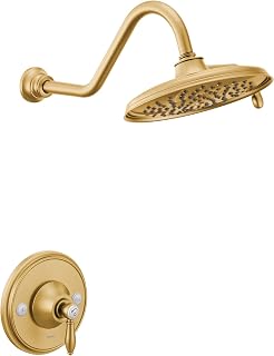 Moen Weymouth Brushed Gold Posi-Temp Shower Trim Kit, Valve Required, including 9-Inch 2-Spray Rainshower, TS32102BG