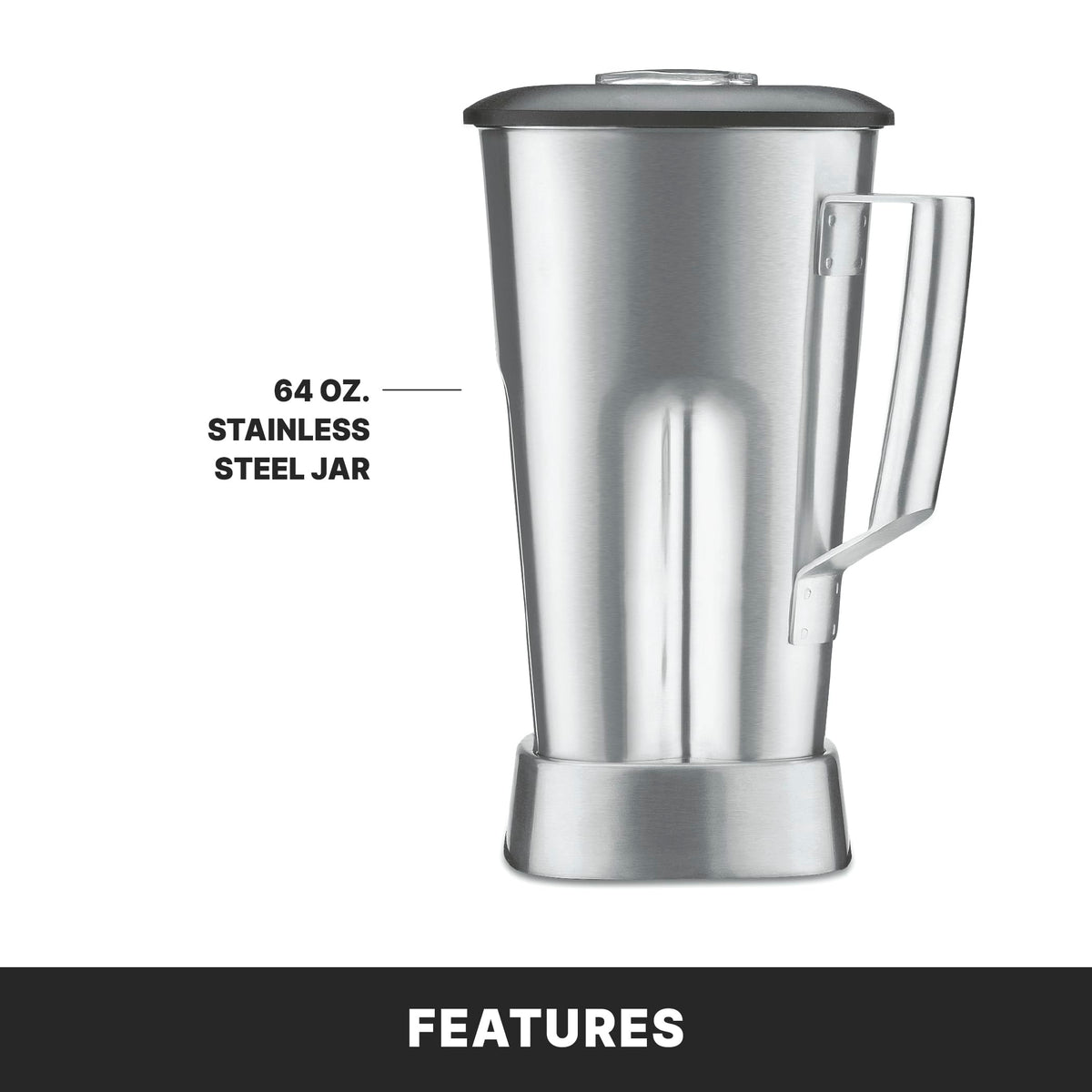Waring Variable Speed Control Dial 1,000 to 17,000 RPM / 64 Ounce Stainless Steel Container Jar / 64 Ounce Countertop Blenders