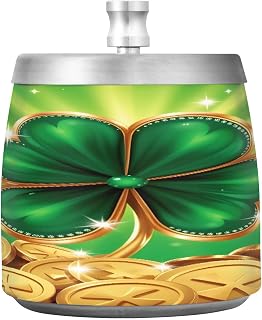 St Patrick's Four Leaf Splash Ashtray with Lid, Outdoor Ashtrays for Patio