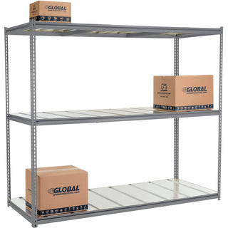 High Cap. Starter Rack 96Wx48Dx84H 3 Level Steel Deck 1500lb Per Shelf GRY by Global Industrial – Alloy Steel, Gray, Model 580913GY