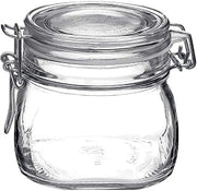 Bormioli Rocco Fido 17.5 Ounce Glass Storage Jars: Airtight Hinged Lid With Leak Proof Gasket, Wide Mouth Food Container - For Zero Waste Air Tight Preserving Jam, Spices, Coffee, Sugar & Herbs