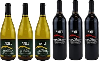 Ariel Vineyards Chardonnay and Cabernet Sauvignon Dealcoholized Wine - Bundled by Louisiana Pantry (Combo, 6 Pack)