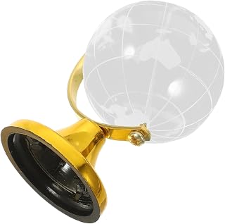 Glass Globe with Stand Golden Desktop Educational Decoration | Crystal Finish, Office and Store Display, World Map Styling, Handcrafted Accent with Golden Stand