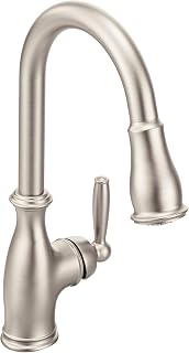 Moen Brantford Spot Resist Stainless Traditional One-Handle Kitchen Faucet with Pulldown Sprayer Featuring Power Boost and Reflex Docking System, 7185SRS