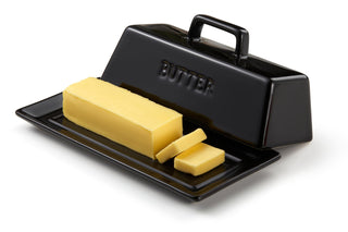 KooK Ceramic Butter Keeper with Cover, Regular Size, Black