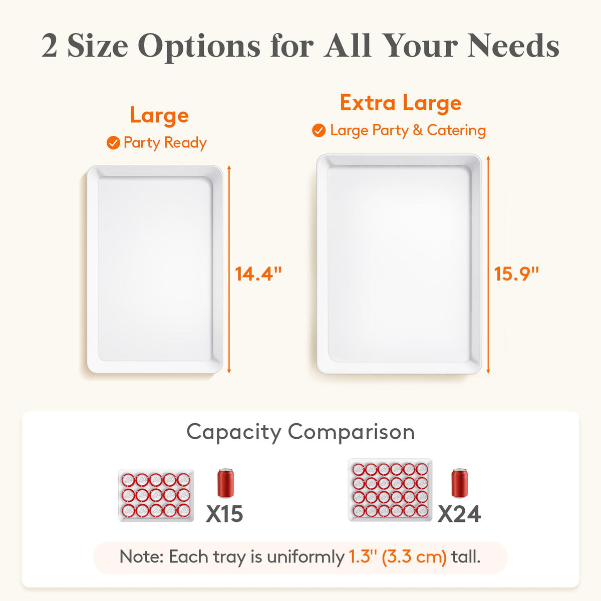Lifewit Plastic Serving Trays, 16 x 12 Inch, Set of 4, White