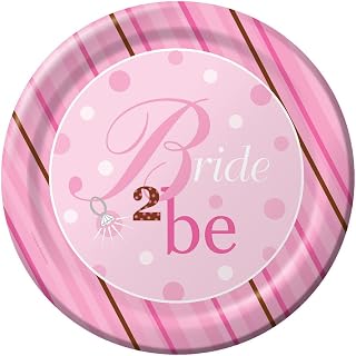 Creative Converting Bridal Shower 8 Count Paper Banquet Plates, Bride to be Dots