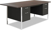 Alera SD7236BW Double Pedestal Steel Desk, Metal Desk, 72w x 36d x 29-1/2h, Walnut/Black