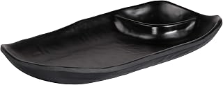 Elite Global Solutions JW4031-B Two-Compartment Tray, 7 1/2" x 4 1/2" x 3/4" h., Melamine, Black (Pack of 6)