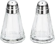 Tablecraft Paneled Glass Salt & Pepper Shakers with Chrome Lids