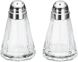 Tablecraft Paneled Glass Salt & Pepper Shakers with Chrome Lids