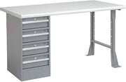 Global Industrial 60" W x 30" D Workbench, 1-5/8" Safety Edge Laminate Top, 4 Drawer/Open Leg