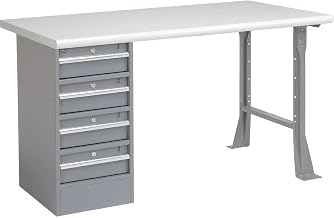 Global Industrial 60" W x 30" D Workbench, 1-5/8" Safety Edge Laminate Top, 4 Drawer/Open Leg