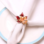 Mokylor Maple Leaf Napkin Rings, Zinc Alloy, Set of 8, Orange