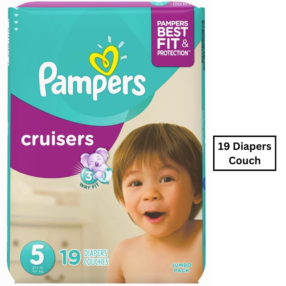 Cruisers Diapers Size 5 19 Count by Pampers – Size 5 (19 Count), Paraben Free, Latex Free, Chlorine Free, Model 037000751984