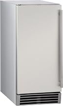 Maxx Ice MIM50P-O Indoor Outdoor Energy Star Built-in Under Counter Clear Ice Maker Machine with Drain Pump Reversible Door 65 Pound Production and 25 Pound Storage Capacity, 14.6" Wide, Silver