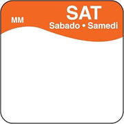 DayMark Safety Systems MoveMark IT110034 Day of the Week Trilingual Removable Label, Saturday, 1" x 1", Orange (Roll of 1000)