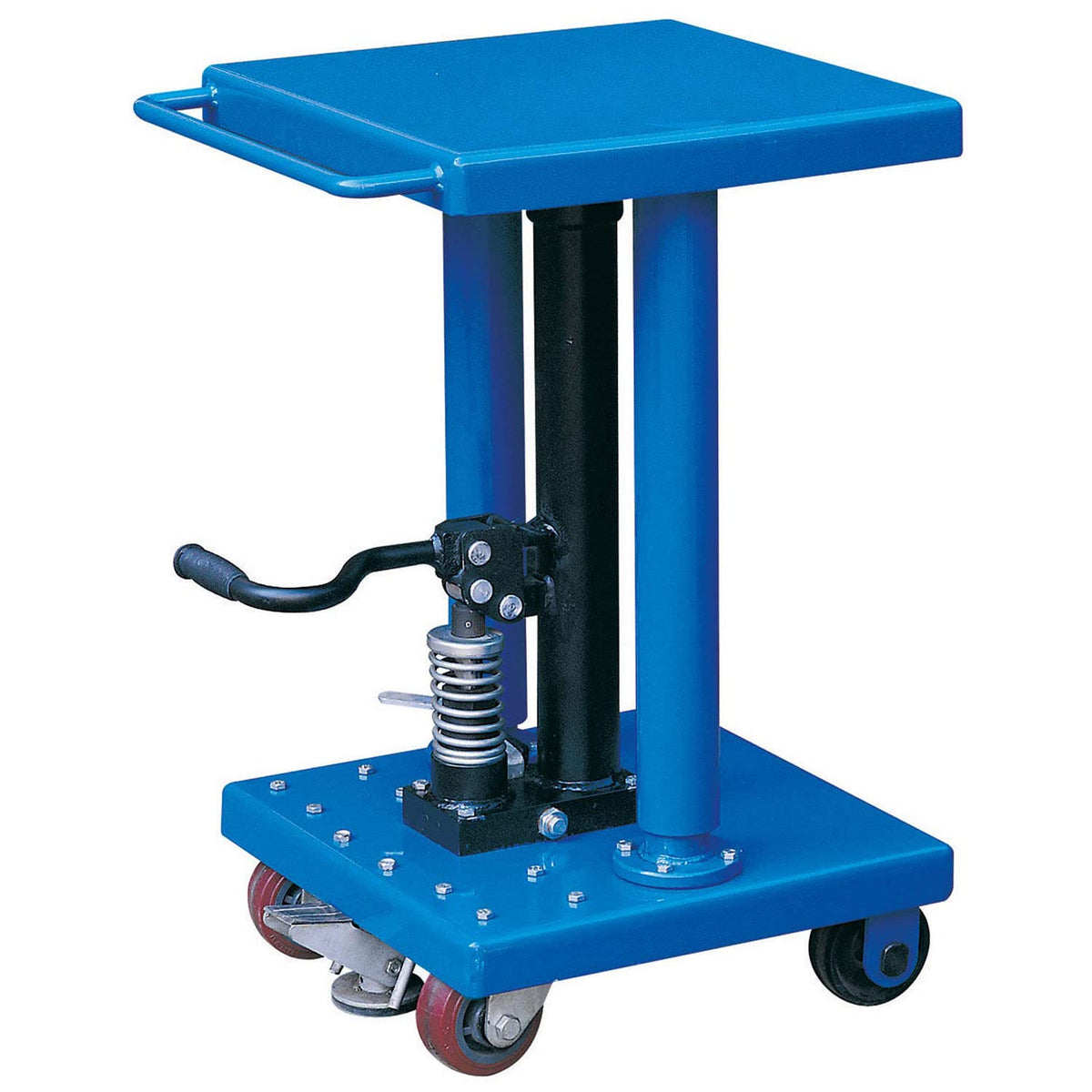 Work Positioning Post Lift Table with Foot Control by Global Industrial – 18"L x 21"W x 29"H, 500.0 pounds, Alloy Steel, Blue, Model MD0548