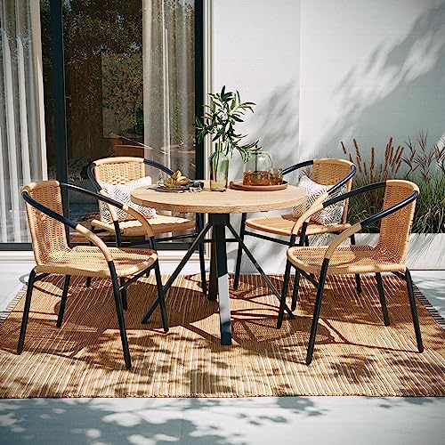 Flash Furniture Beige / Set of 4 / Modern Patio Dining Chairs