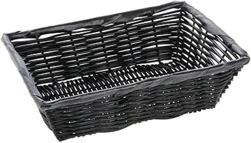 10" x 7 1/2" x 3" Large Synthetic Wicker Basket, Black, 50268