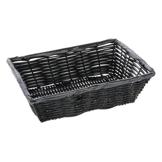 10" x 7 1/2" x 3" Large Synthetic Wicker Basket by HUBERT – 10" x 7.5" x 3", Plastic, Black, Model K340 BLK