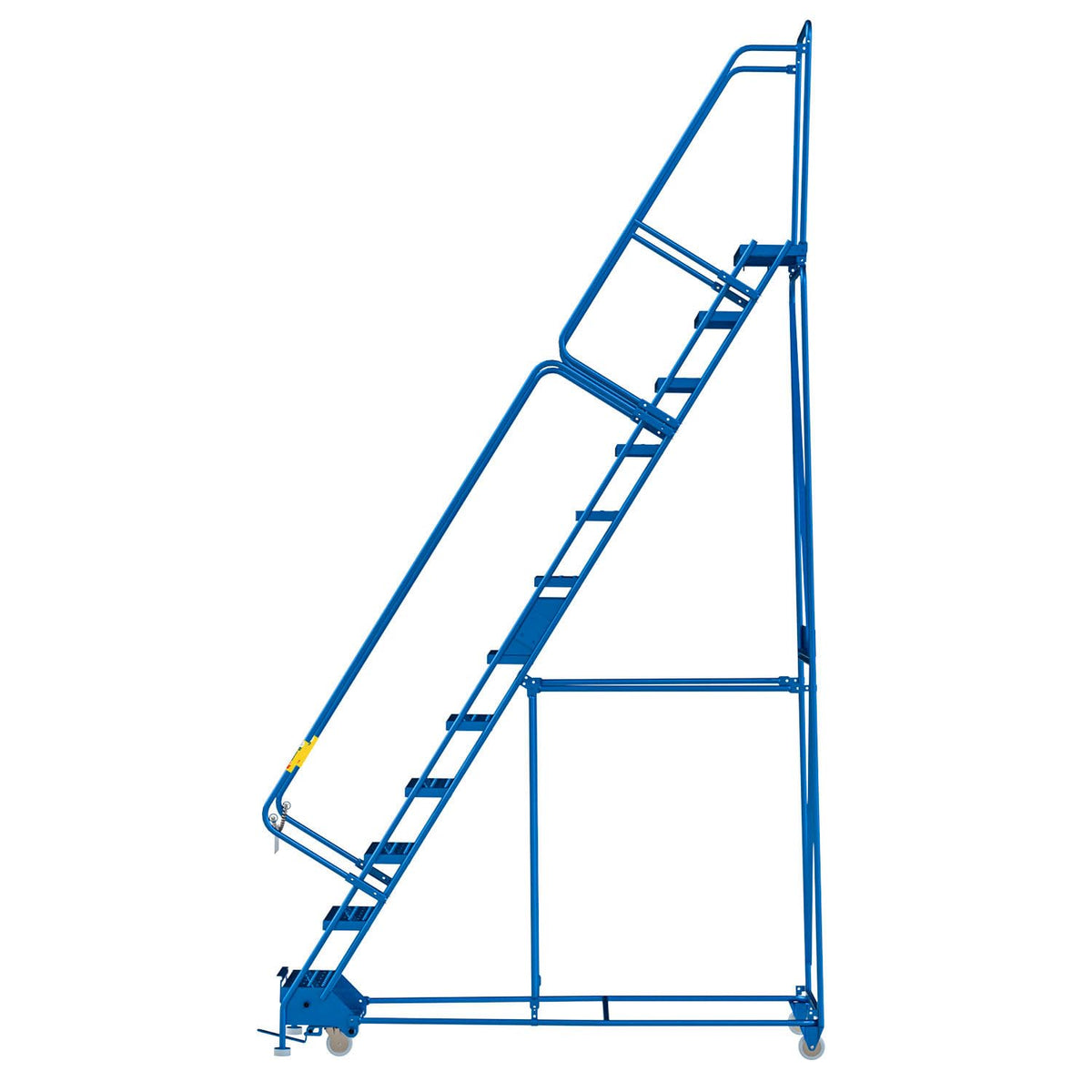 12 Step Steel Rolling Ladder with 24" W Perforated Step by Global Industrial – Alloy Steel, Blue, Model GPL123210P