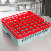 49-Compartment Gray Full-Size Glass Rack with Red Extender by Glownary – Plastic, Gray - Red, Model 460ec1824pb5