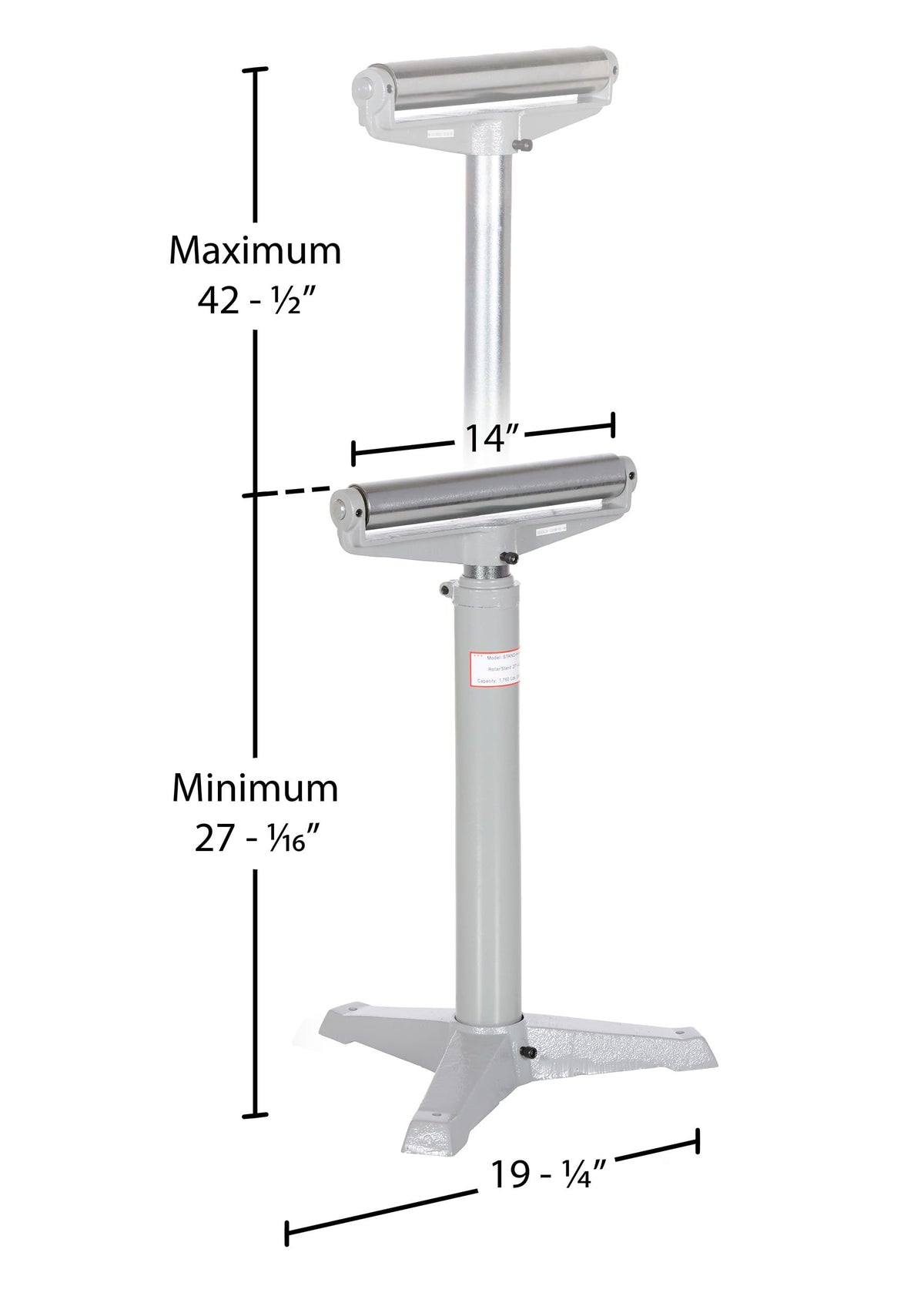 Steel Horizontal Roller Stand 27 In. to 42 In. Raised Height by Vestil – One Size, Alloy Steel, Grey, Model STAND-H-HP