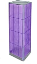 Azar Displays Azar 700405-PUR FOUR-SIDED PEGBOARD TOWER FLOOR DISPLAY ON REVOLVING BASE. PANEL SIZE: 16"W X 60"H