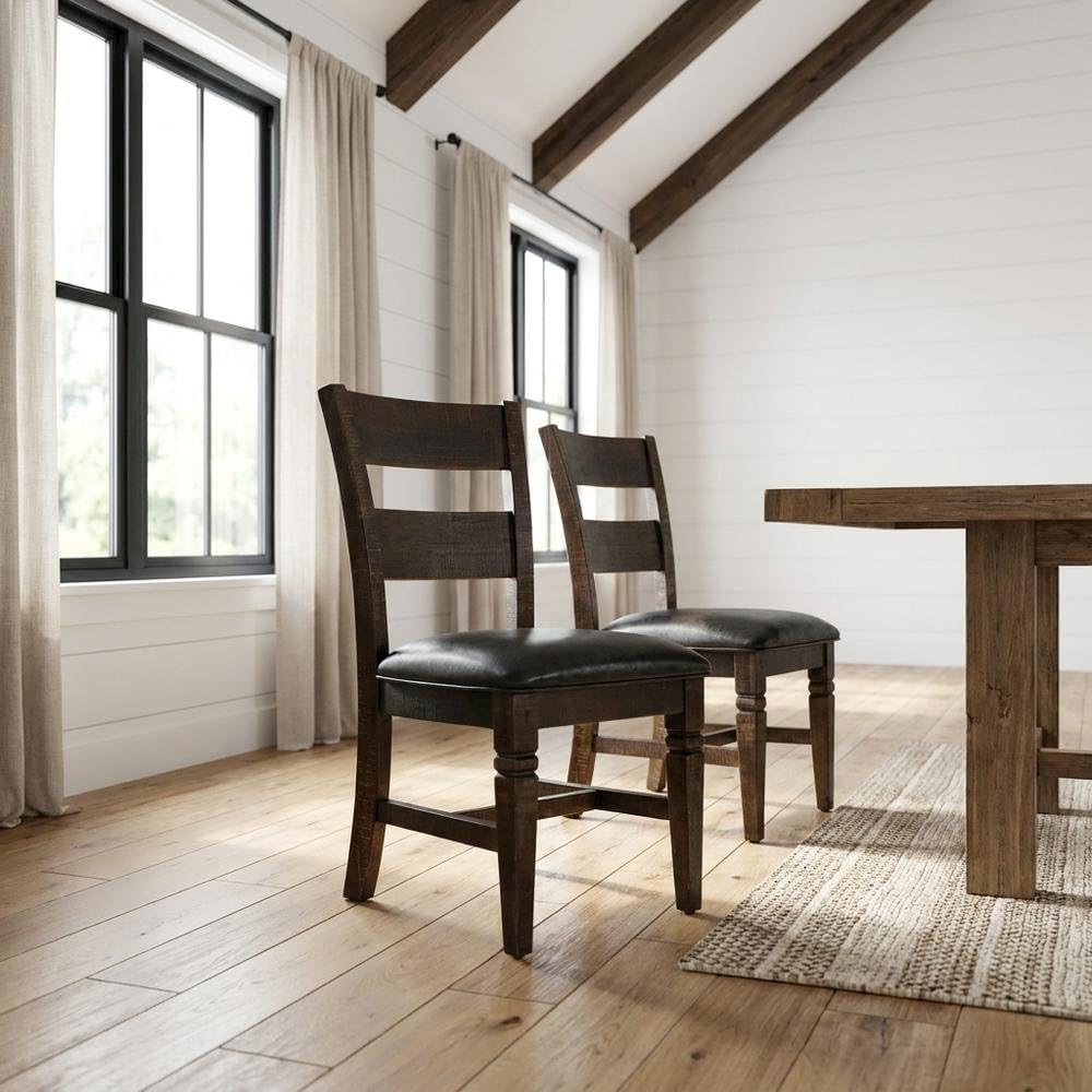 Brown Ladderback Wood Dining Chairs Set of by Starlight Canyon Home – Solid Wood, Mahogany, Brown, Pack of 2
