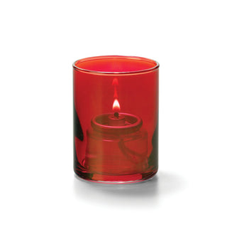 Ruby Lustre Tealight Cylinder Glass Lamp by Hollowick – Model 5176R