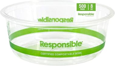 8 oz Clear Round Deli Container by Responsible Products – 8 oz, 8.0 fluid_ounces, Other, Clear, Model RP-PLARDC08-117-500