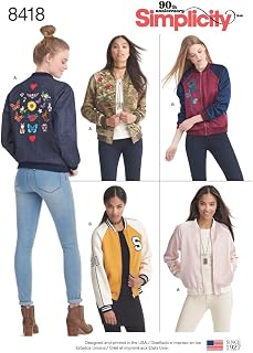 Simplicity 8418 Women's Lined Bomber Jacket Sewing Pattern, Sizes 14-22