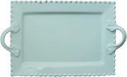 American Atelier Bianca Bead Rectangle Platter with Handles, Blue