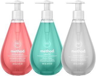 Method Gel Hand Soaps Variety Pack, Pink Grapefruit, Waterfall, Sweet Water, 12 oz. each